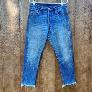 Levi’s 501 Skinny Fit High Rise Button Fly Dark Blue Jeans Sz 29